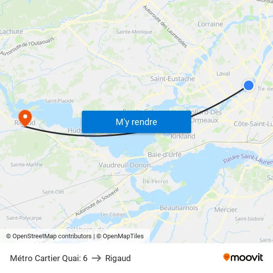 Métro Cartier Quai: 6 to Rigaud map