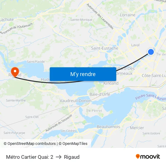 Métro Cartier Quai: 2 to Rigaud map