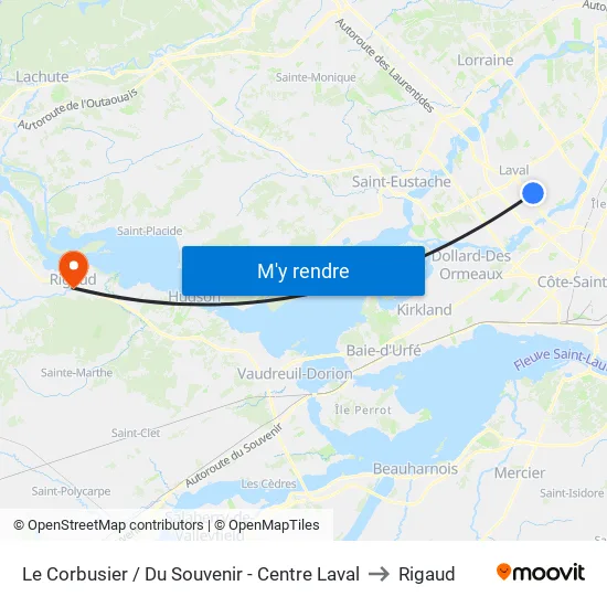 Le Corbusier / Du Souvenir - Centre Laval to Rigaud map