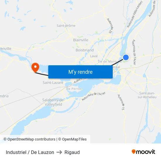 Industriel / De Lauzon to Rigaud map