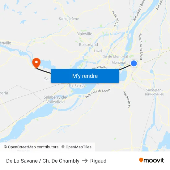De La Savane / Ch. De Chambly to Rigaud map