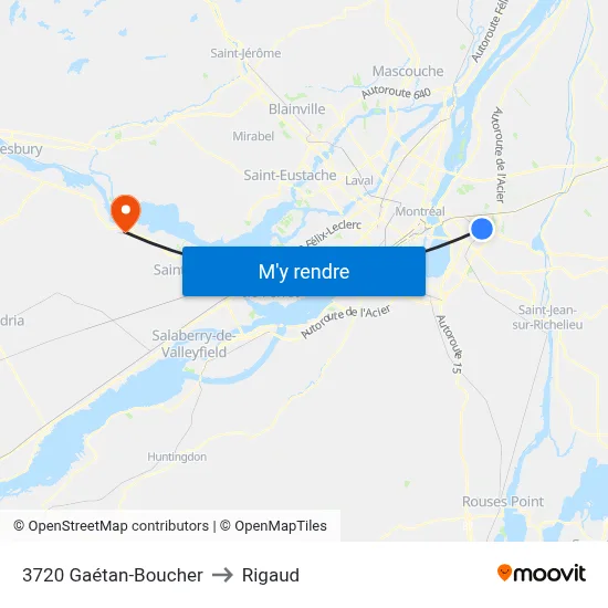 3720 Gaétan-Boucher to Rigaud map