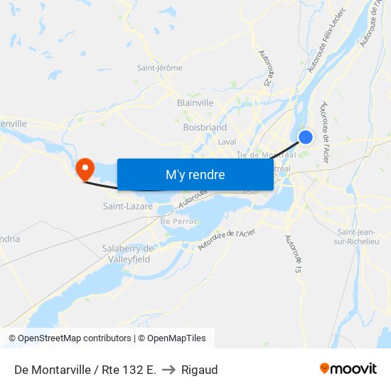 De Montarville / Rte 132 E. to Rigaud map