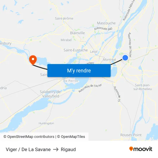 Viger / De La Savane to Rigaud map