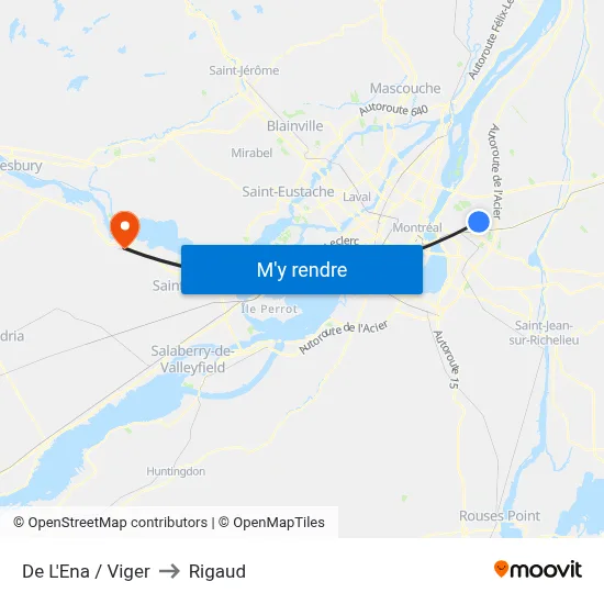 De L'Ena / Viger to Rigaud map