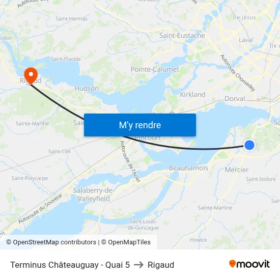 Terminus Châteauguay - Quai 5 to Rigaud map