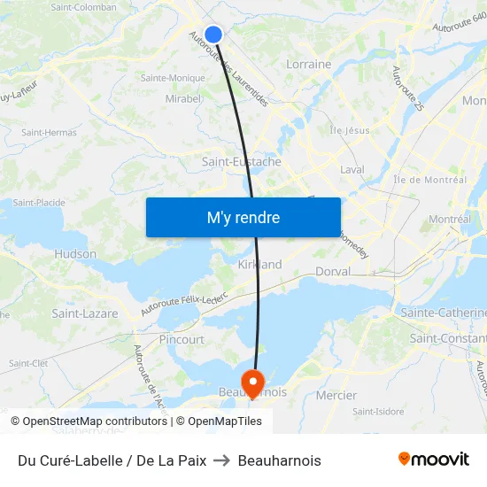 Du Curé-Labelle / De La Paix to Beauharnois map