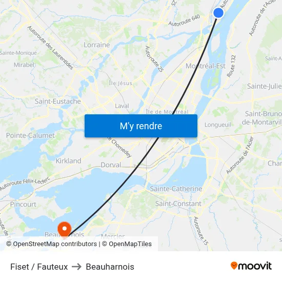 Fiset / Fauteux to Beauharnois map