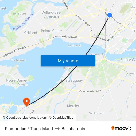 Plamondon / Trans Island to Beauharnois map