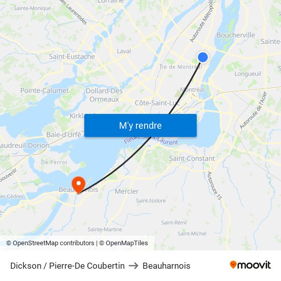 Dickson / Pierre-De Coubertin to Beauharnois map