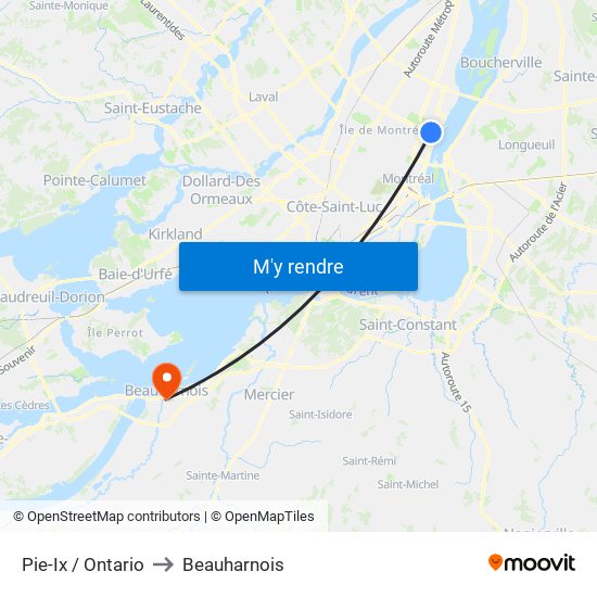 Pie-Ix / Ontario to Beauharnois map