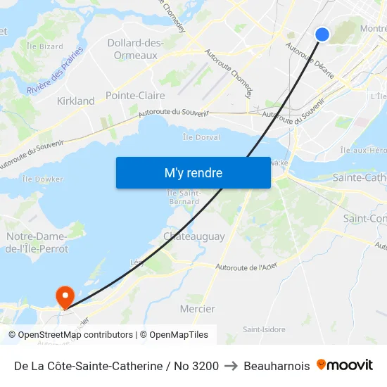 De La Côte-Sainte-Catherine / No 3200 to Beauharnois map