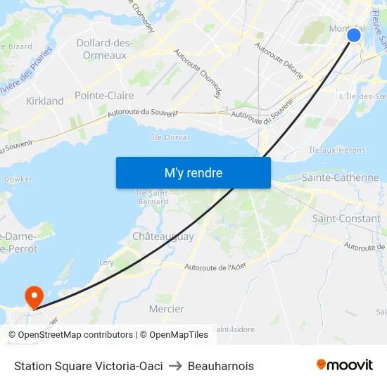 Station Square Victoria-Oaci to Beauharnois map