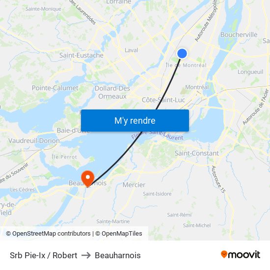 Srb Pie-Ix / Robert to Beauharnois map