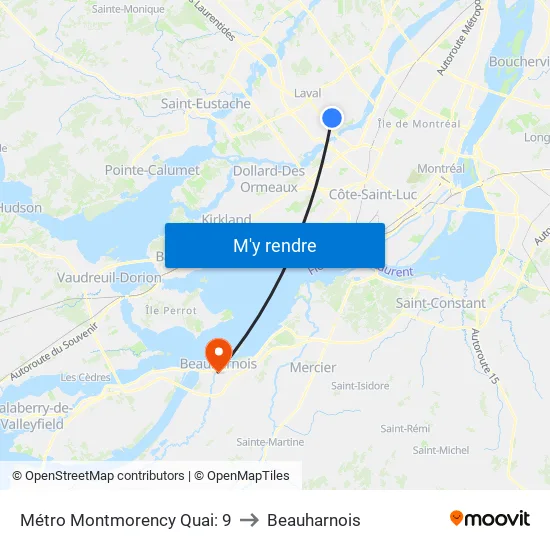 Métro Montmorency Quai: 9 to Beauharnois map