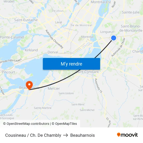 Cousineau / Ch. De Chambly to Beauharnois map