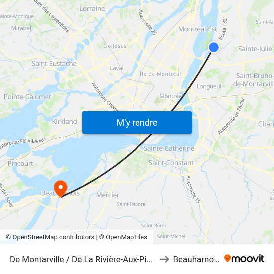 De Montarville / De La Rivière-Aux-Pins to Beauharnois map