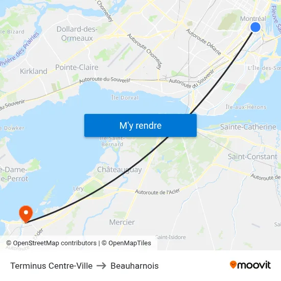 Terminus Centre-Ville to Beauharnois map