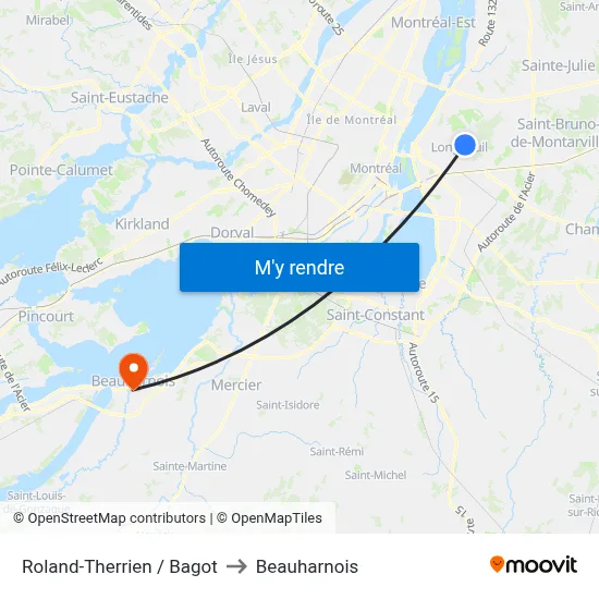 Roland-Therrien / Bagot to Beauharnois map