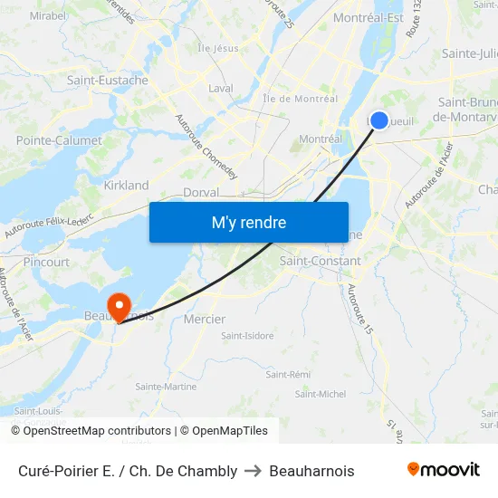 Curé-Poirier E. / Ch. De Chambly to Beauharnois map