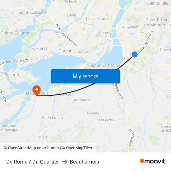 De Rome / Du Quartier to Beauharnois map