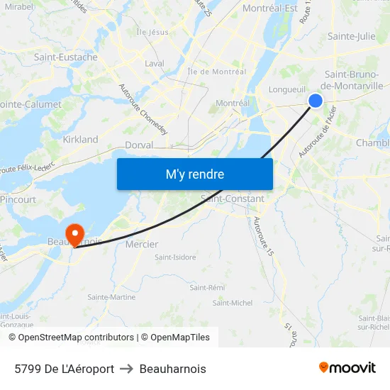 5799 De L'Aéroport to Beauharnois map