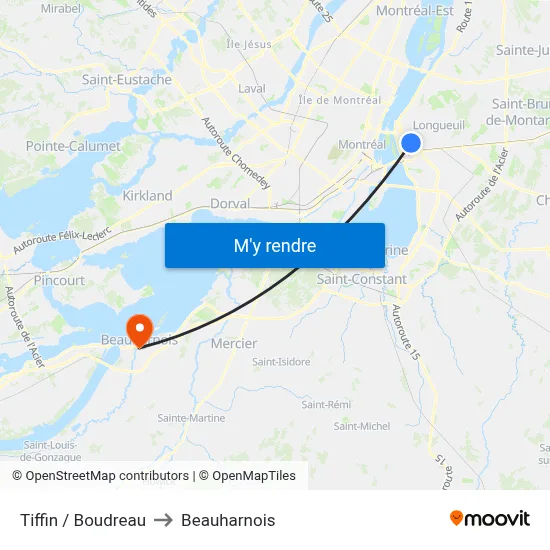 Tiffin / Boudreau to Beauharnois map