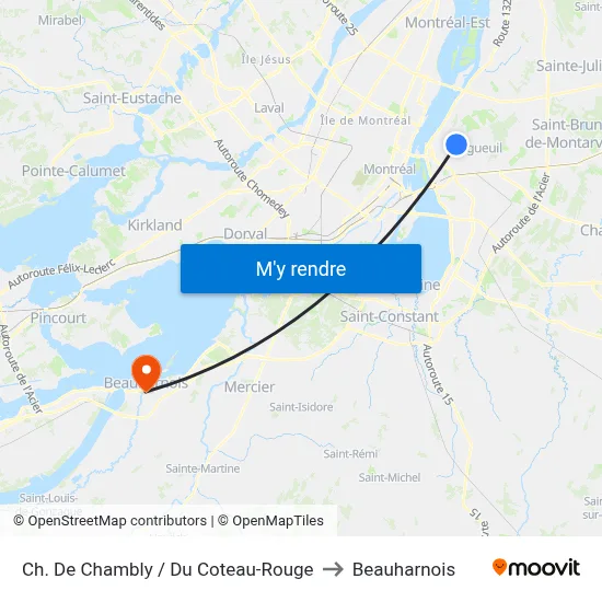 Ch. De Chambly / Du Coteau-Rouge to Beauharnois map