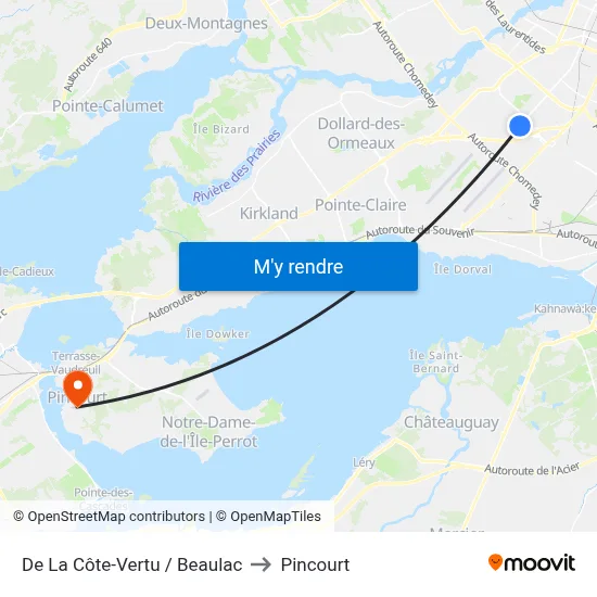 De La Côte-Vertu / Beaulac to Pincourt map