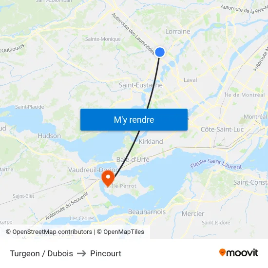 Turgeon / Dubois to Pincourt map