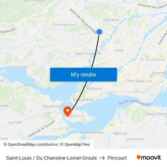 Saint-Louis / Du Chanoine-Lionel-Groulx to Pincourt map