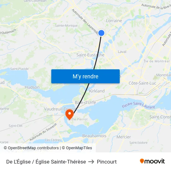 De L'Église / Église Sainte-Thérèse to Pincourt map
