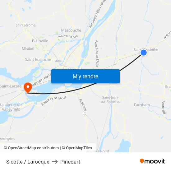 Sicotte / Larocque to Pincourt map