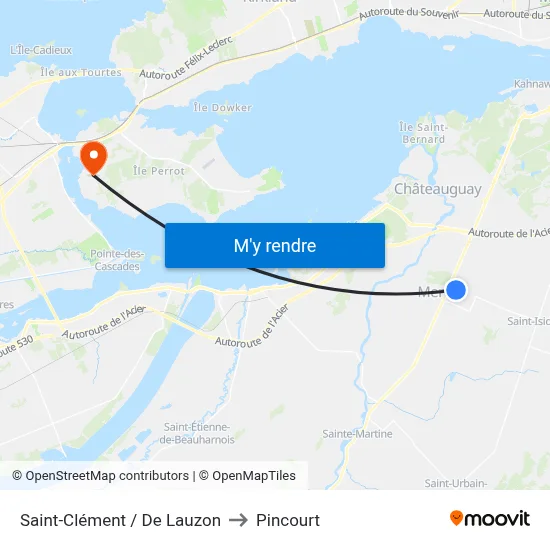 Saint-Clément / De Lauzon to Pincourt map