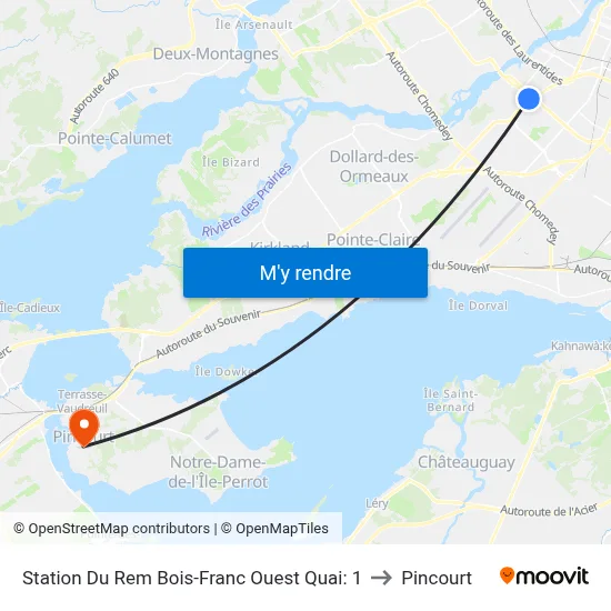 Station Du Rem Bois-Franc Ouest Quai: 1 to Pincourt map