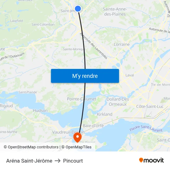 Aréna Saint-Jérôme to Pincourt map