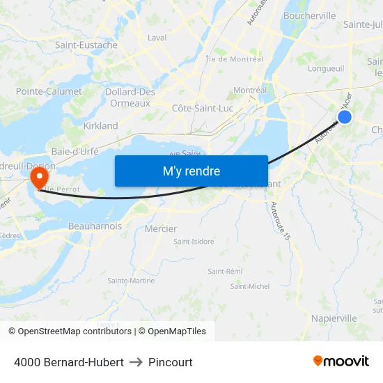 4000 Bernard-Hubert to Pincourt map