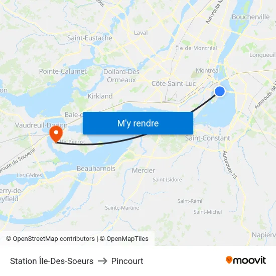Station Île-Des-Soeurs to Pincourt map