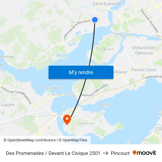 Des Promenades / Devant Le Civique 2501 to Pincourt map