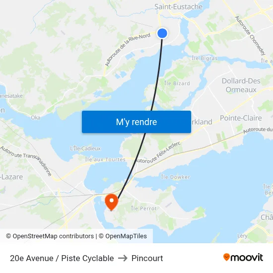 20e Avenue / Piste Cyclable to Pincourt map