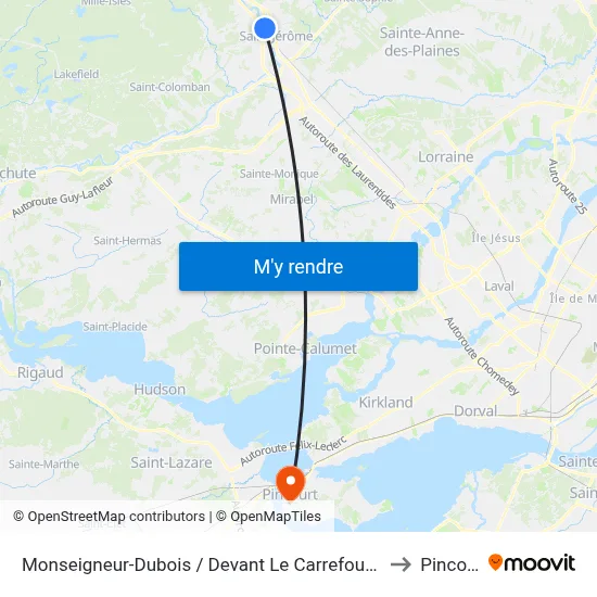 Monseigneur-Dubois / Devant Le Carrefour Du Nord to Pincourt map