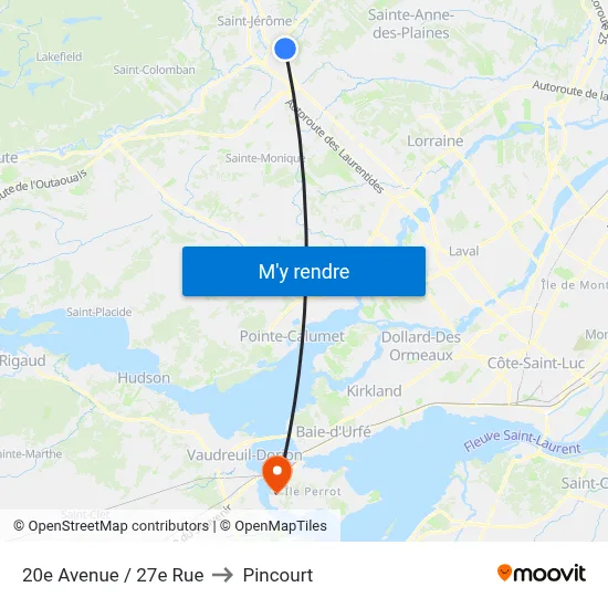 20e Avenue / 27e Rue to Pincourt map