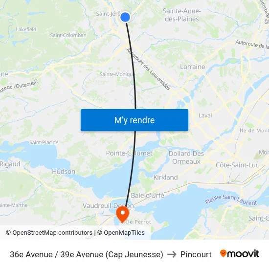 36e Avenue / 39e Avenue (Cap Jeunesse) to Pincourt map