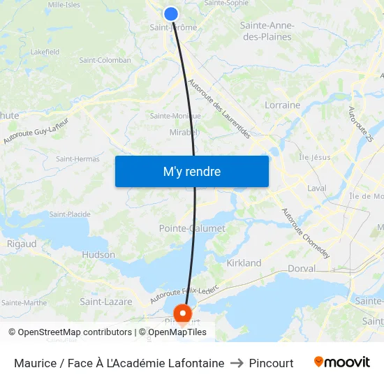Maurice / Face À L'Académie Lafontaine to Pincourt map
