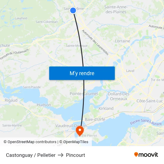 Castonguay / Pelletier to Pincourt map
