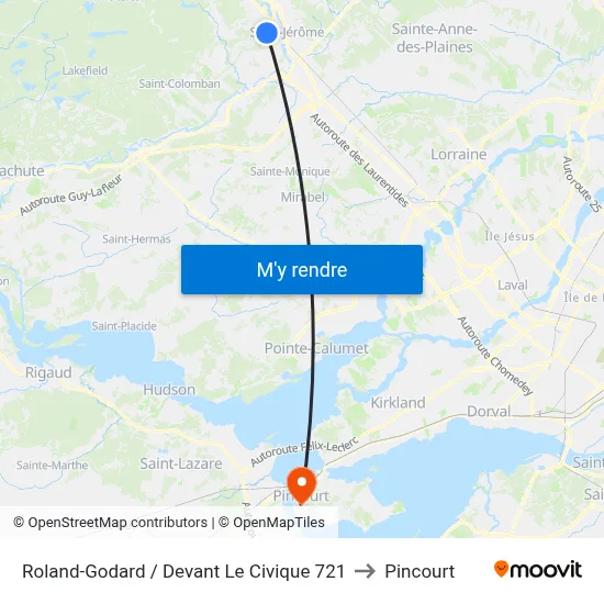 Roland-Godard / Devant Le Civique 721 to Pincourt map