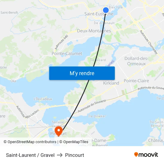 Saint-Laurent / Gravel to Pincourt map