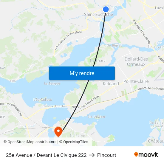 25e Avenue / Devant Le Civique 222 to Pincourt map