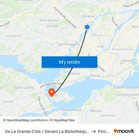 De La Grande-Côte / Devant La Bibliothèque Hemens to Pincourt map