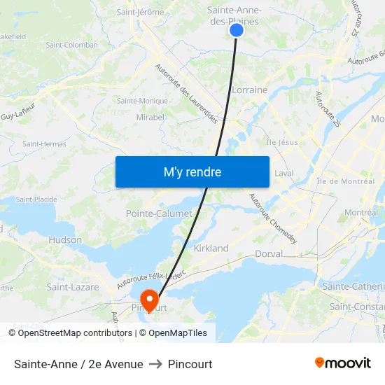 Sainte-Anne / 2e Avenue to Pincourt map